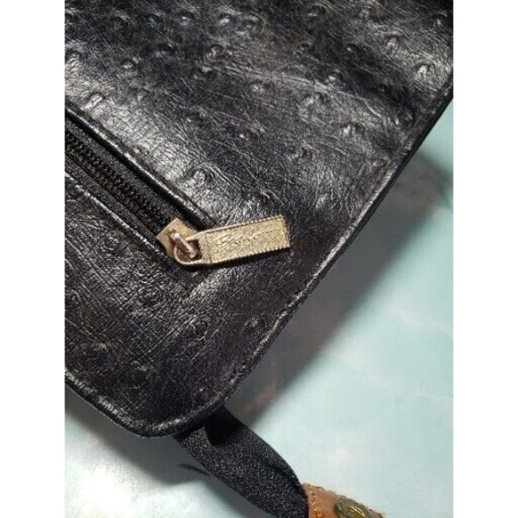Bueno Ostrich Bag Purse Handbag Cross Body Faux Leather Outer Pocket Vintage - Picture 4 of 11